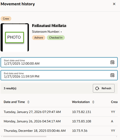 Recent Movement History