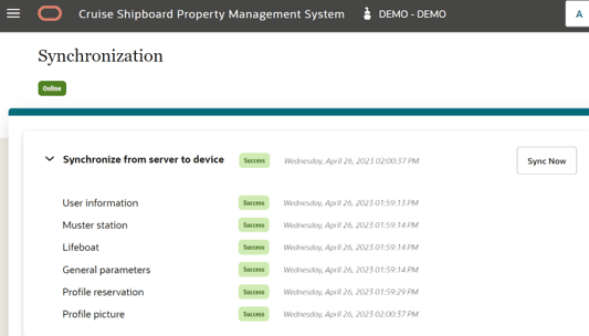 This figure shows the Synchronization Page Sync Data from Server to Device This figure shows the Synchronization Page Sync Data from Server to Device