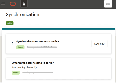 This figure shows the Synchronization Page Sync Data from Device to Server This figure shows the Synchronization Page Sync Data from Device to Server