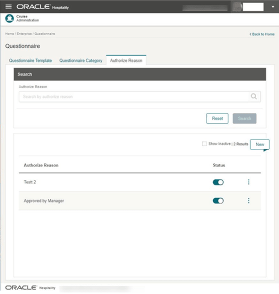 This figure shows the Authorize Reason