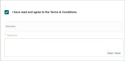 This figure shows the Contract Acknowledgement section. This figure shows the Contract Acknowledgement section.
