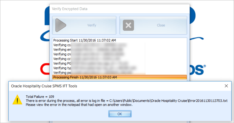 This figure shows the number of data verified and location of the log file. This figure shows the number of data verified and location of the log file.
