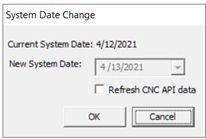 This figure shows the System Date Change prompt