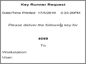 This figure shows the Key Runner Request slip.