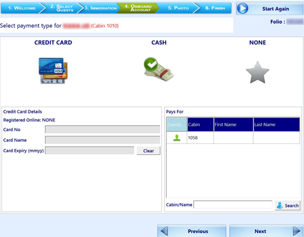This figure shows the Onboard Account screen.