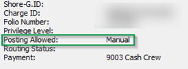 This figure shows the Manual Posting Allowed Status