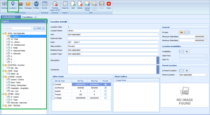 This figure shows the Locations Tab This figure shows the Locations Tab