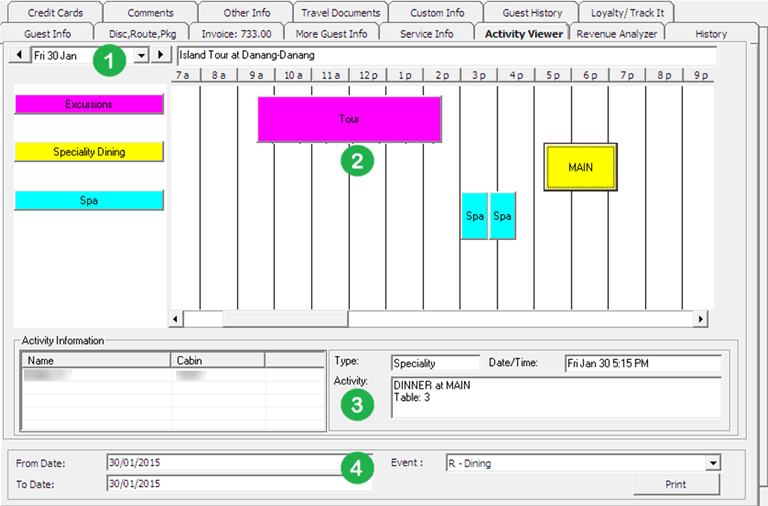 This figure shows the Activity Viewer Window