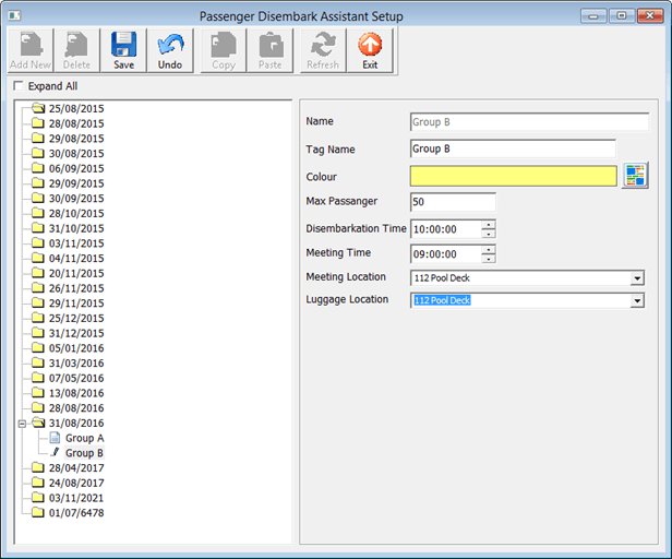 This figure shows the Passenger Disembark Assistant Setup