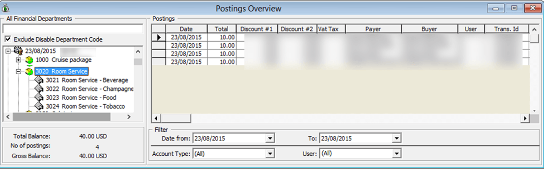 This figure shows the Posting Overview Window