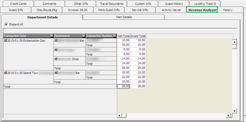 This figure shows the Revenue Analyzer Viewer Window