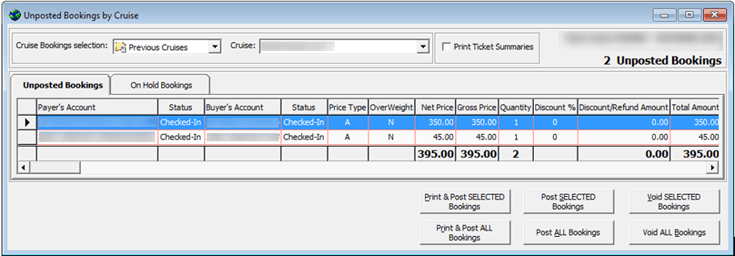 This figure shows the Unposted Bookings by cruise.