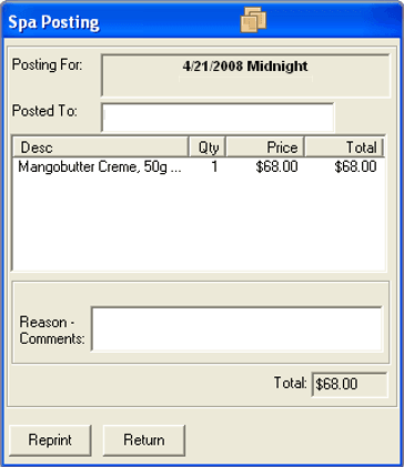 This figure shows the Spa Posting (View)