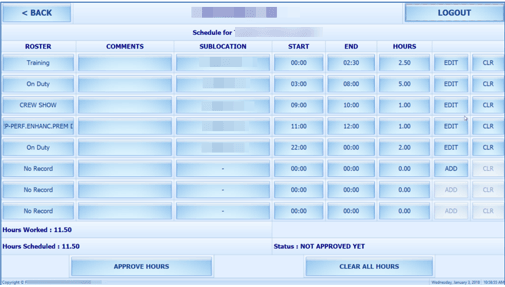 This figure shows the Worked Hours Approval screen. This figure shows the Worked Hours Approval screen.