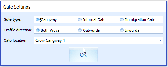 This figure shows the available Gate Settings options at login. This figure shows the available Gate Settings options at login.