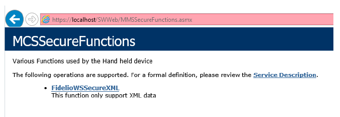 This figure shows the WebServices is hosted correctly This figure shows the WebServices is hosted correctly