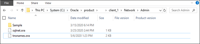 This figure shows the Tnsnames.ora File Location