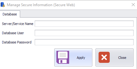 This figure shows the Manage Secure Information (Secure Web) window