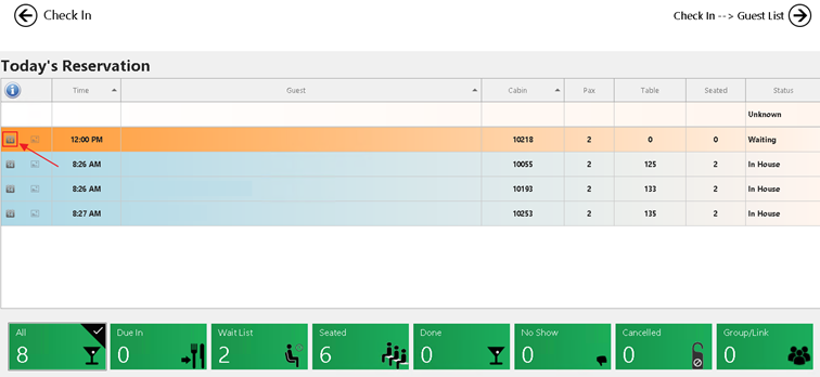 This figure shows the Guest List screen This figure shows the Guest List screen