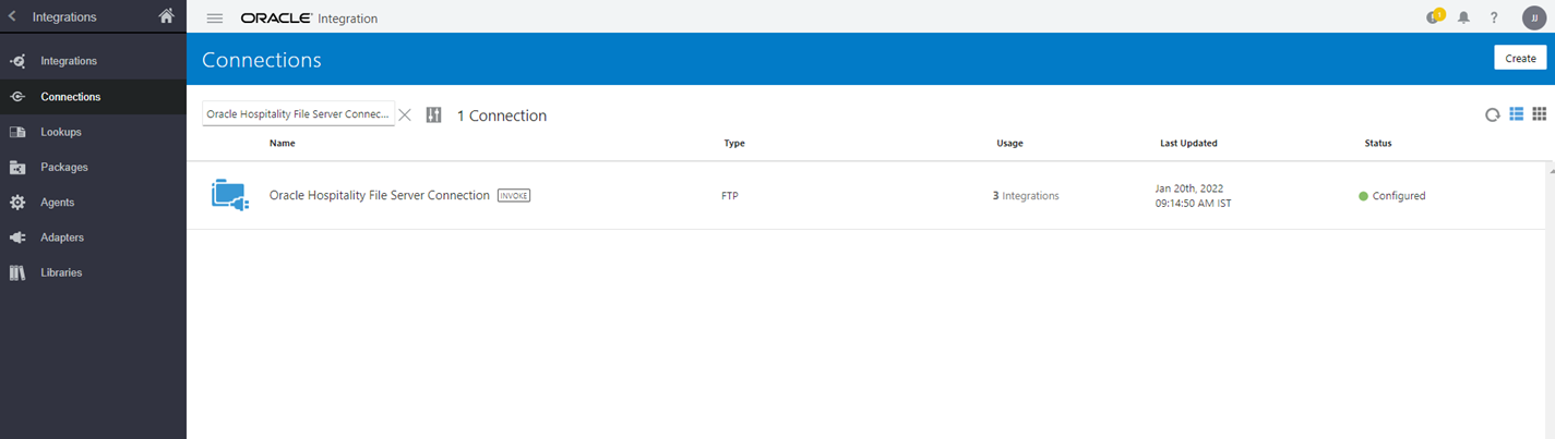 This figure shows the Oracle Hospitality File Server Connection.