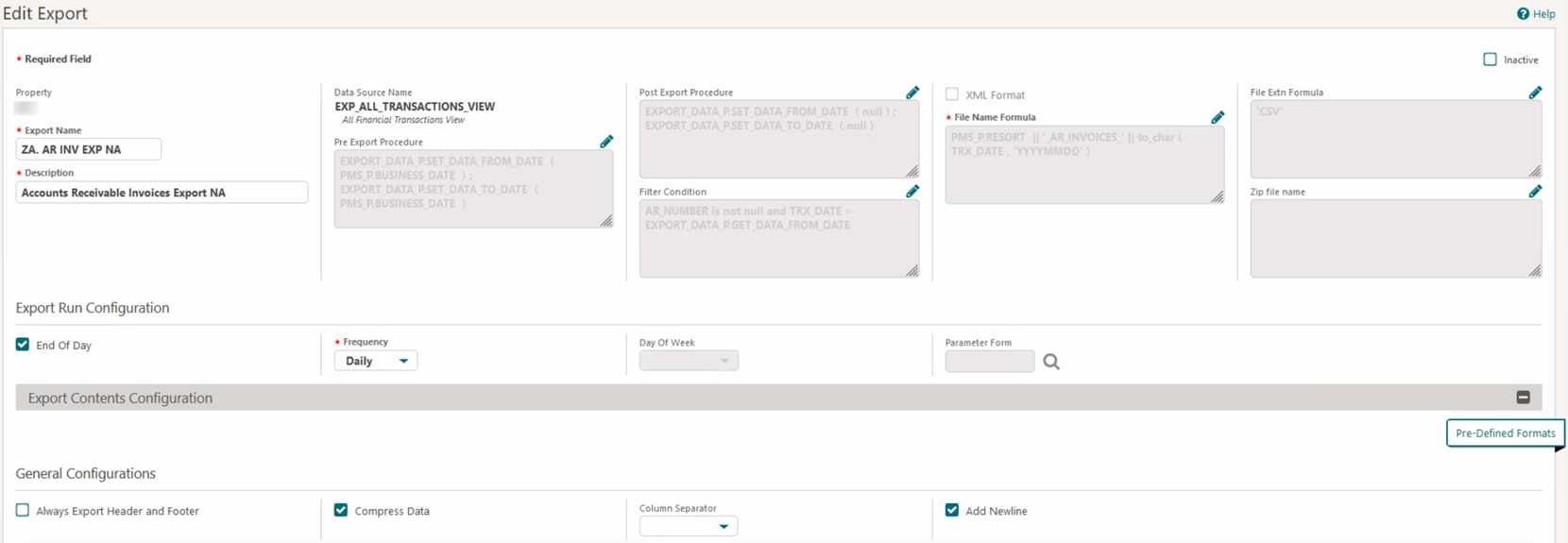 This figure shows the Edit Export fields. This figure shows the Edit Export fields.