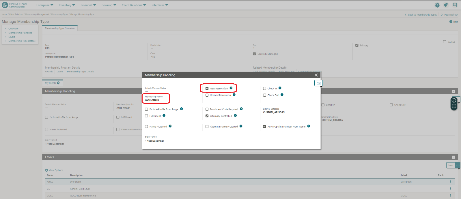 This image shows Membership Handling screen.