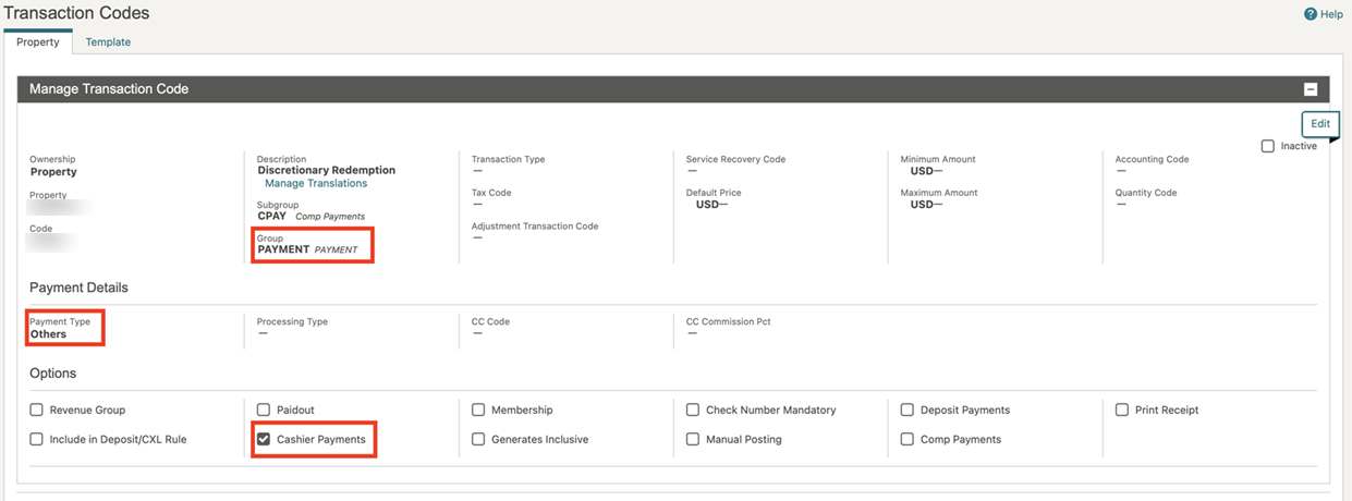 This image shows the Manage Transaction Code screen. This image shows the Manage Transaction Code screen.