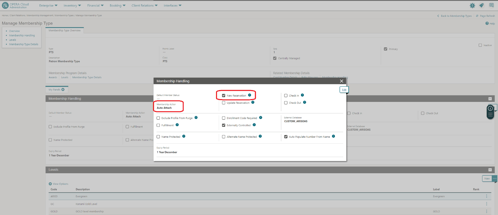 This image shows Membership Handling screen.