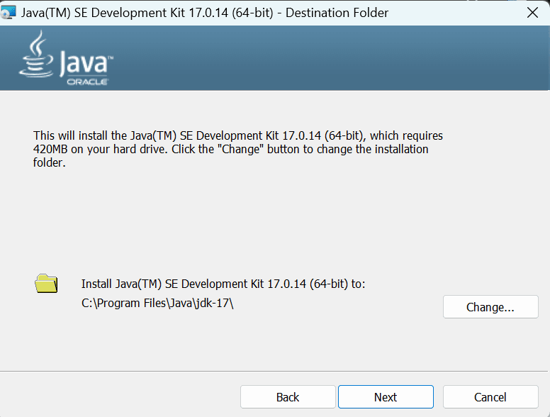This image shows the Java installation wizard screen.