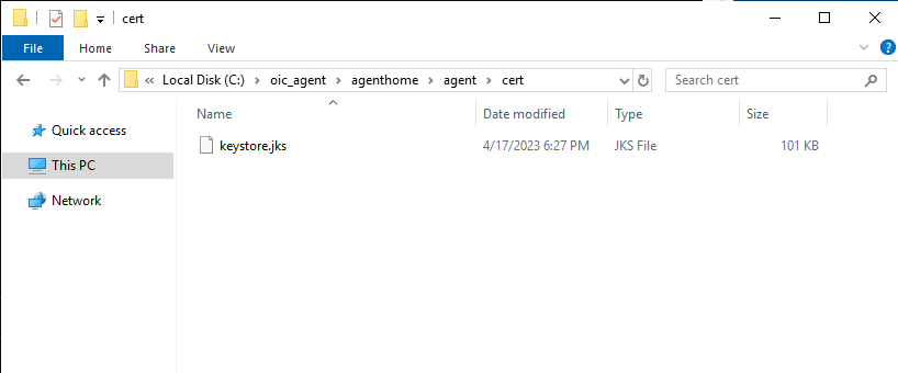 This image shows the keystore.jks file saved in a directory