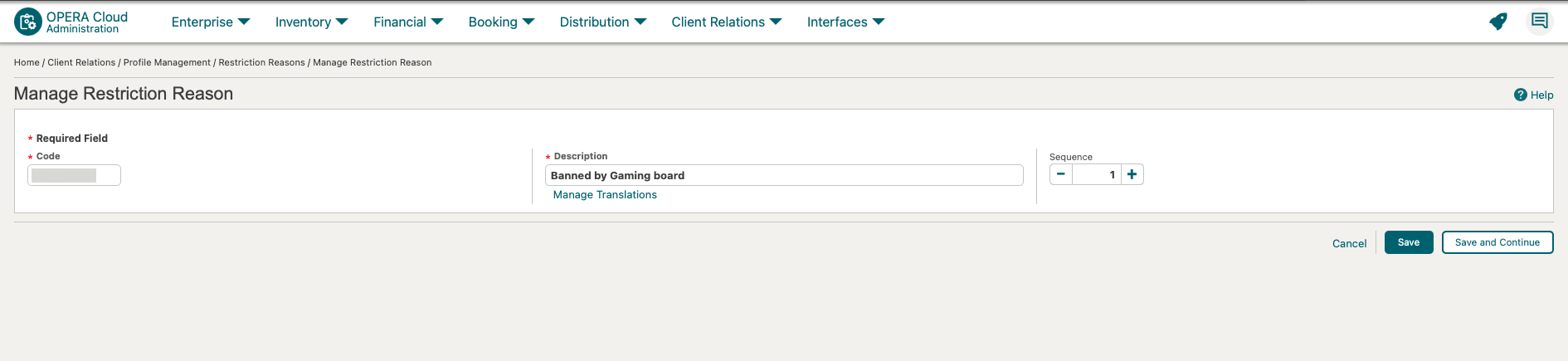 This image shows how to create Restriction Reasons. This image shows how to create Restriction Reasons.