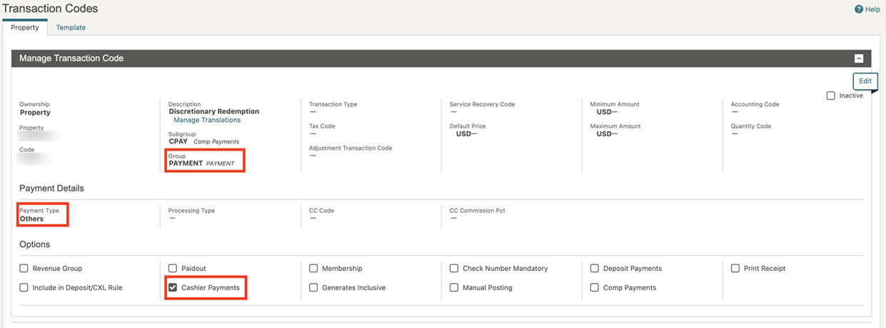 This image shows the Manage Transaction Code screen.