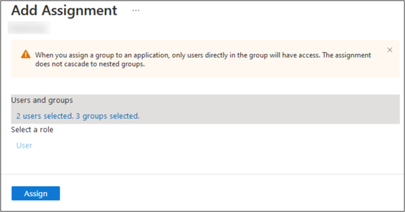 This image shows you to assign a group to an application