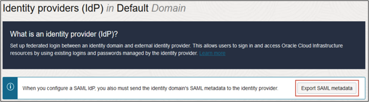 This image shows Identity Provider screen