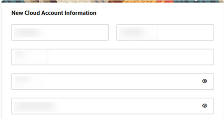This image shows new Cloud account information.