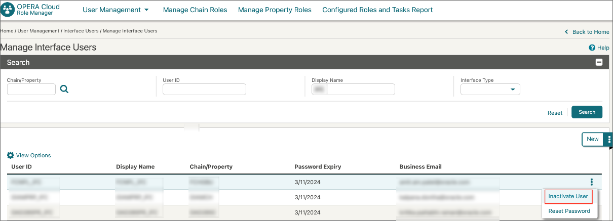 This image shows Manage Interface Users screen This image shows Manage Interface Users screen
