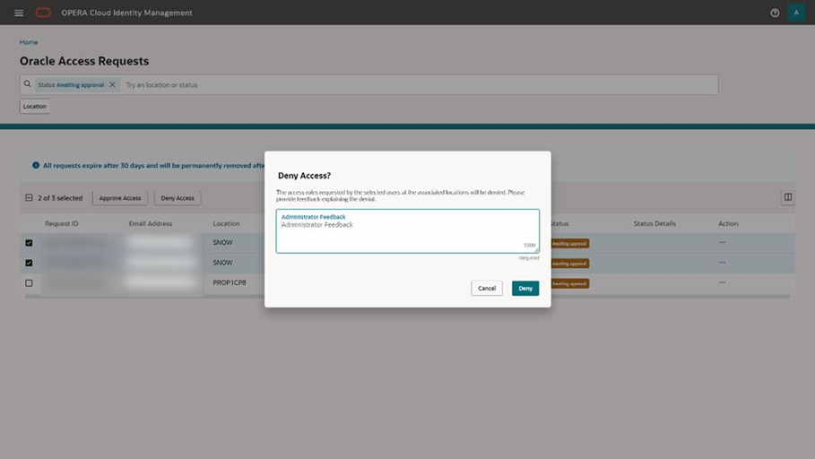 This image shows the Deny Access dialog. This image shows the Deny Access dialog.