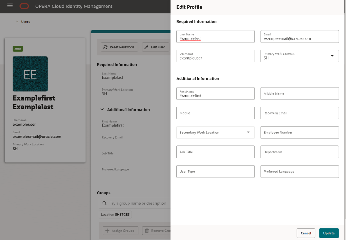 This image shows the Edit Profile page.
