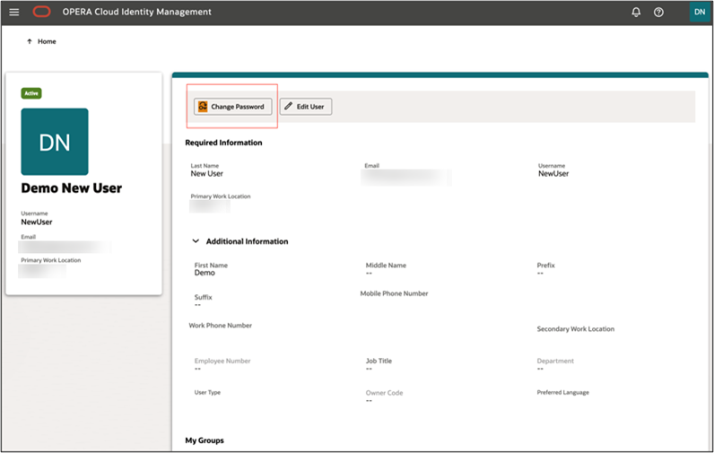 This image shows the change password option.