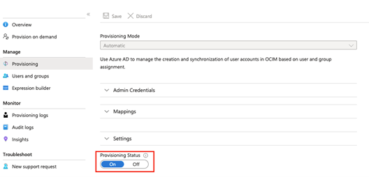 This image shows Provisioning Status screen