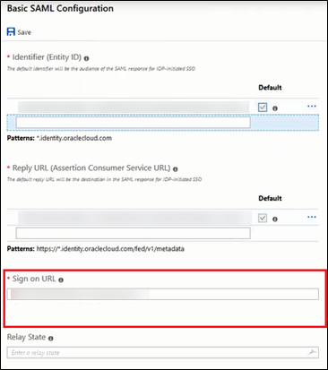 This image shows basic SAML configuration