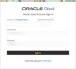 This image shows OCI tenancy sign in window.