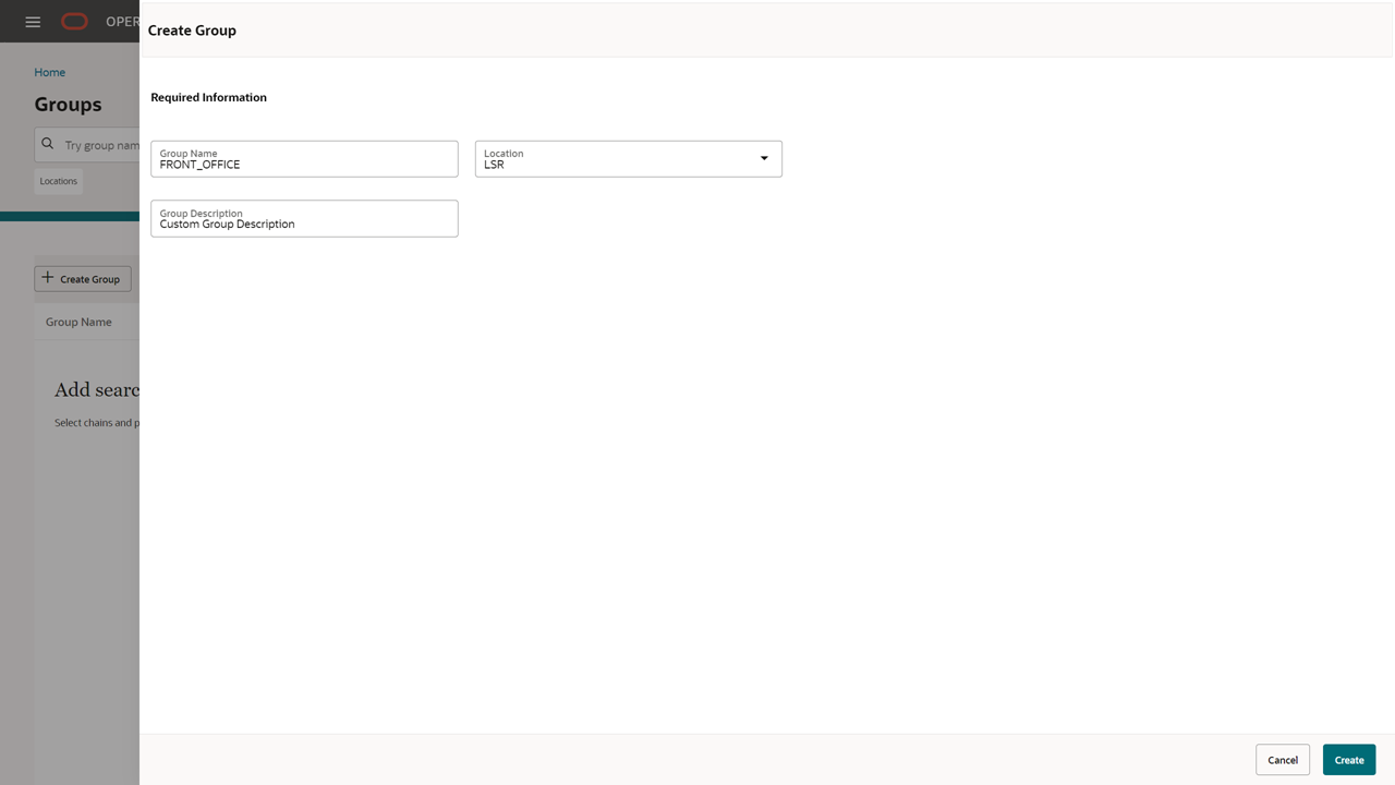 This image shows the required information for creating a custom group.