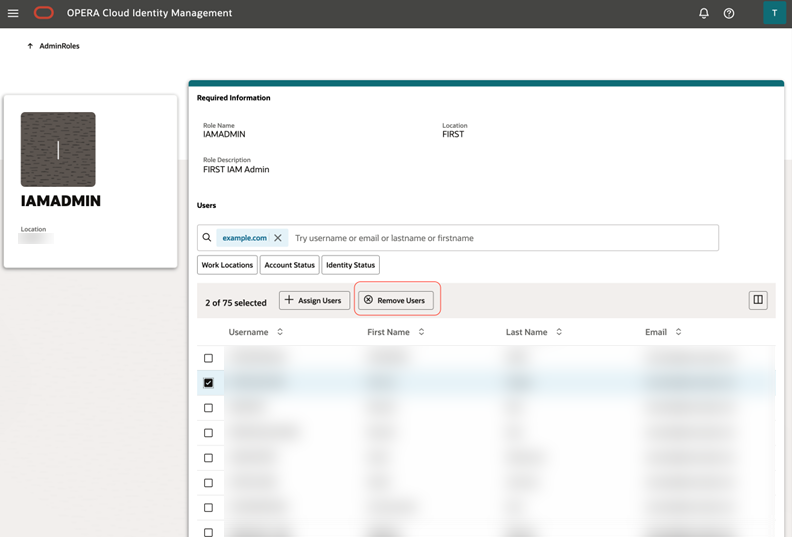 This image shows the Remove Users button on the Administrator Roles Profile page.