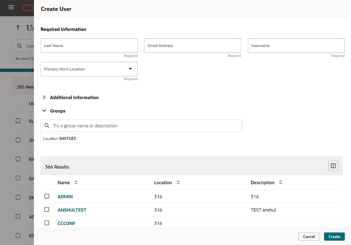 This image shows the Create User page.