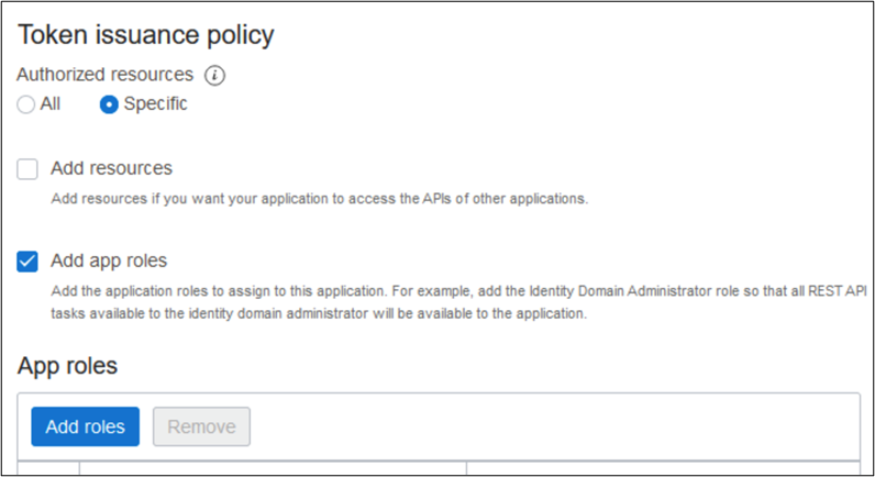 This image shows Token issuance policy screen