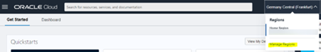 This image shows how to select the manage regions.