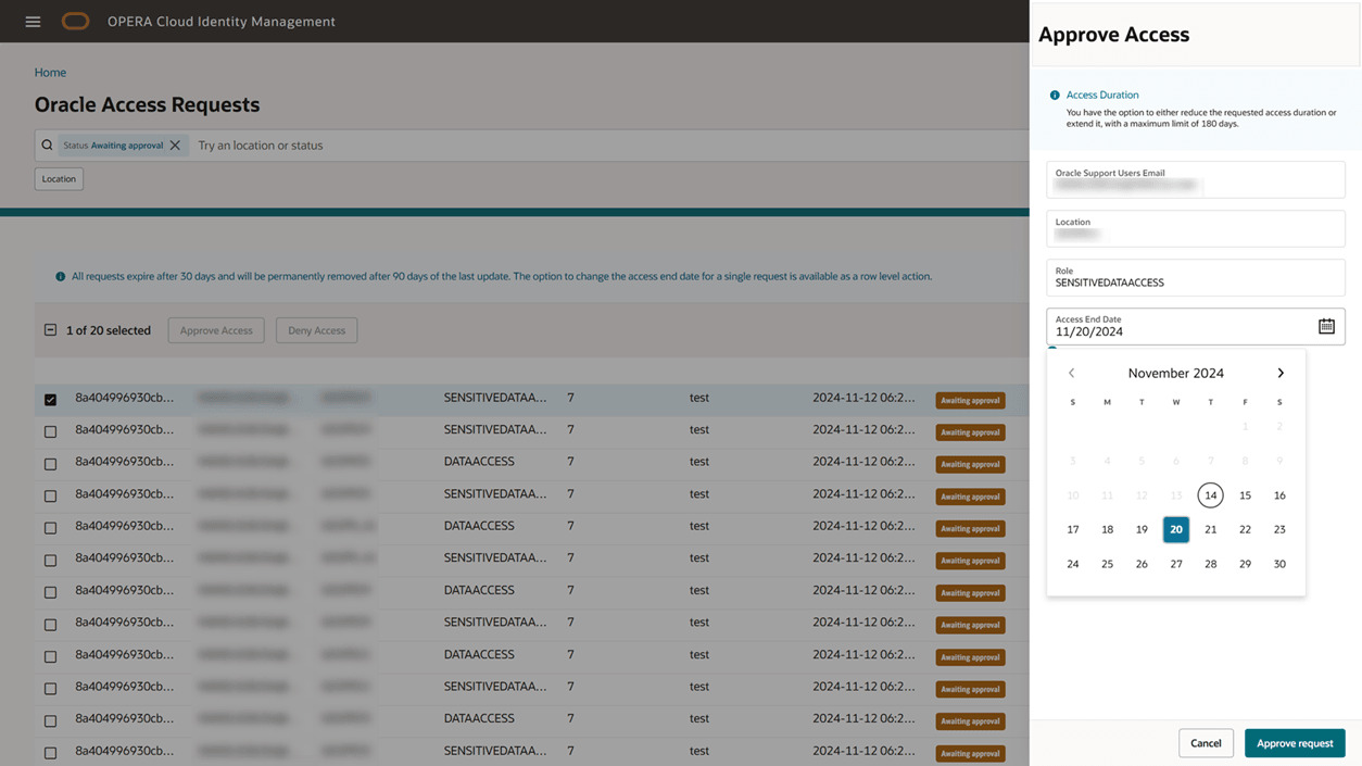 This image shows the Access Requests page with the Approve request button.
