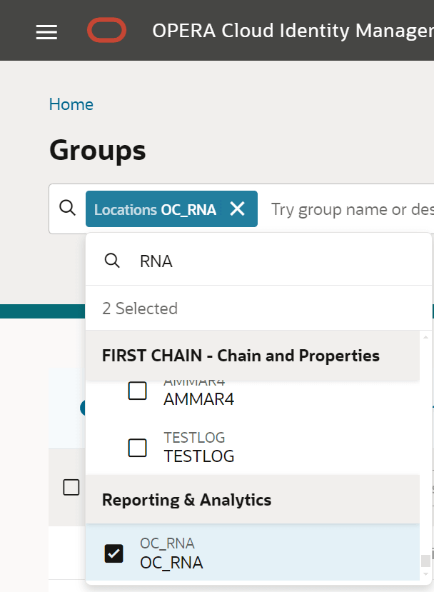 This image shows the OC_RNA location under the Reporting and Analytics group.