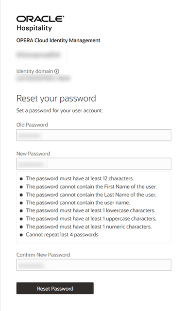 This image shows the reset password fields.